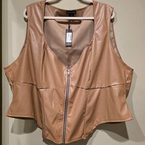 Pretty Little Thing Plus Tan Zip Corset Top Size 26. NWT